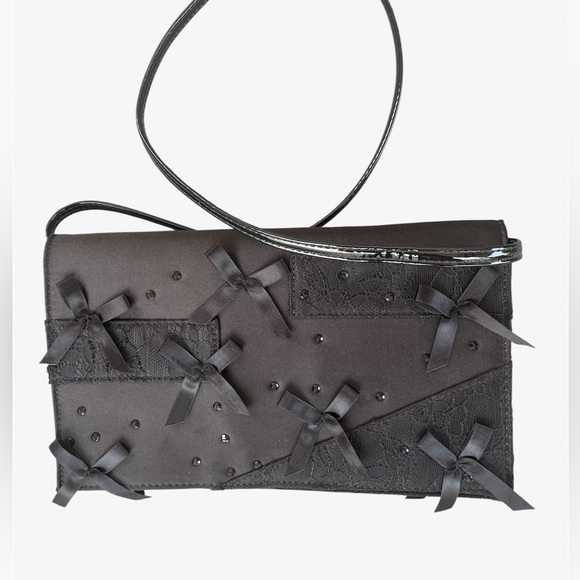 Neiman Marcus Prabal Gurung Satin Clutch Bow Lace Sequin Accents - Picture 3 of 10